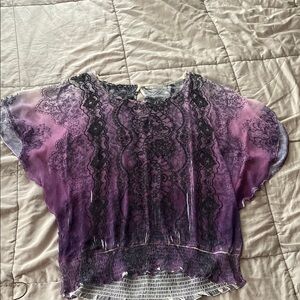 Maurices Purple and Black Lace Blouse